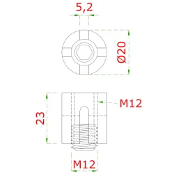 Úchyt pre nerezové lanko ø 5 mm, brúsená nerez AISI 304 Úchyt pre nerezové lanko ø 5 mm, brúsená nerez AISI 304